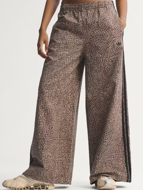 adidas Originals Pants - adidas Originals Brown Wide-Leg Printed Track Pants